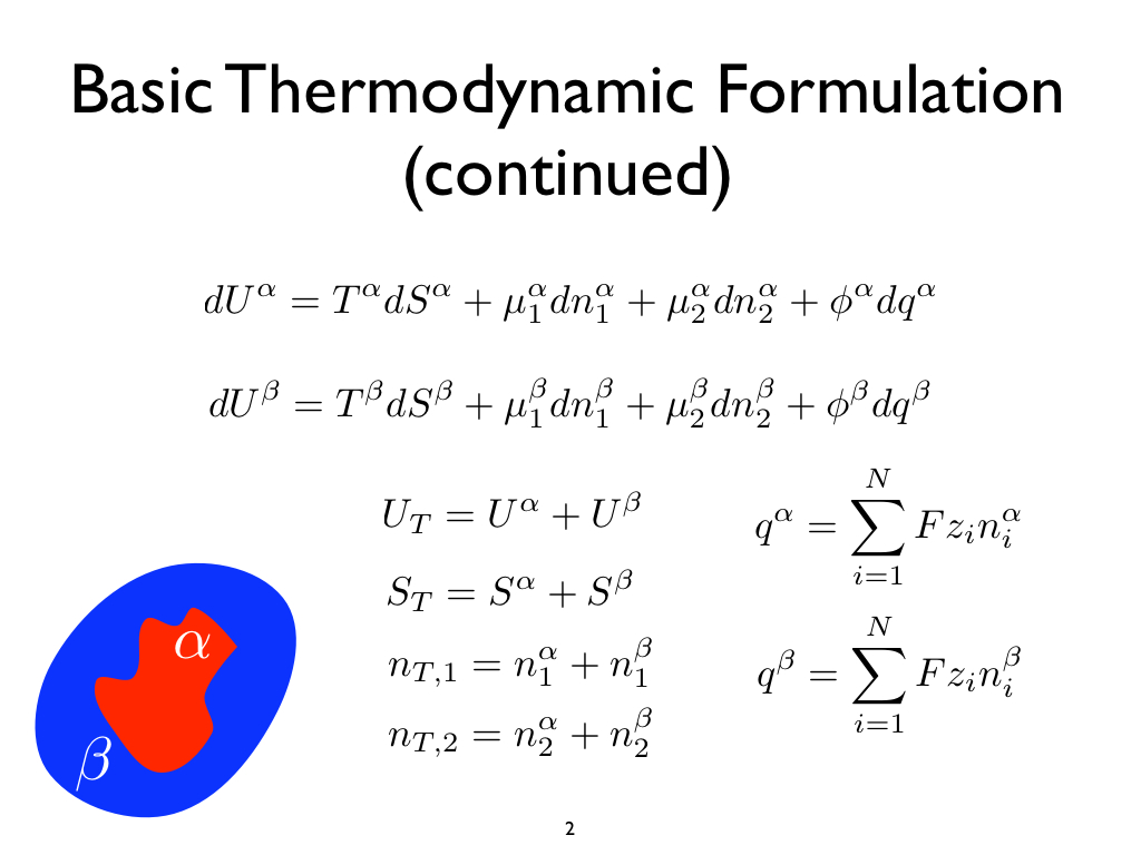Basic Thermodynamic Formulation (continued)