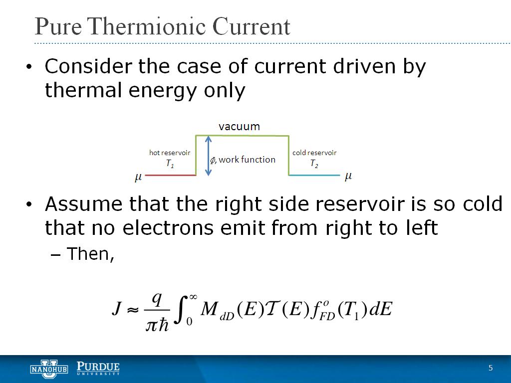 Pure Thermionic Current