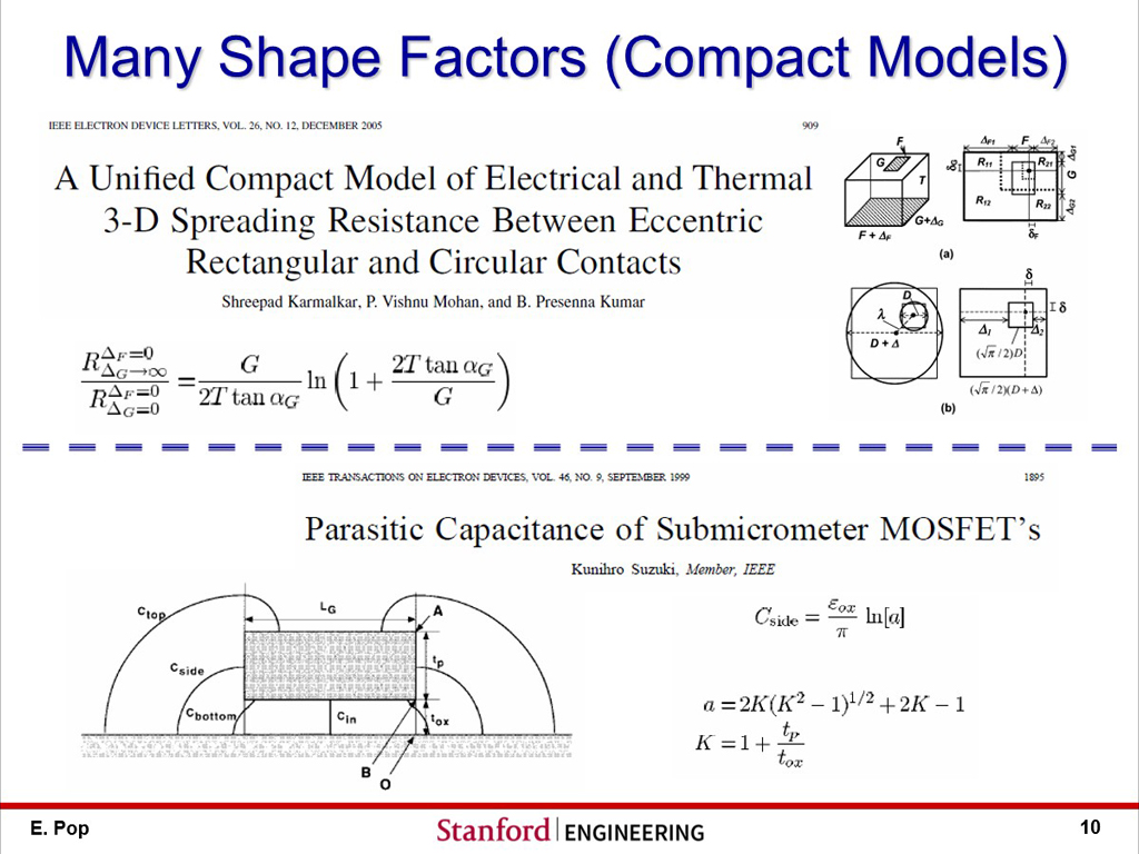 Many Shape Factors (Compact Models)