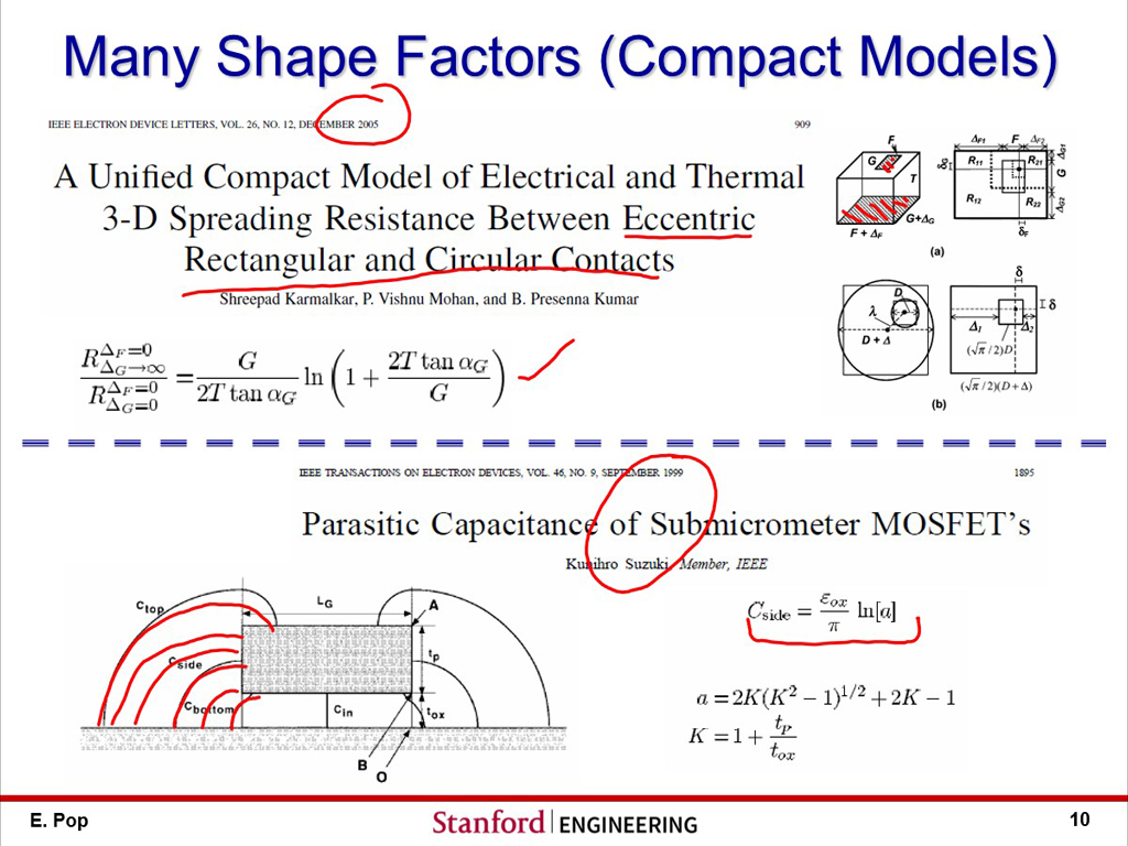 Many Shape Factors (Compact Models)