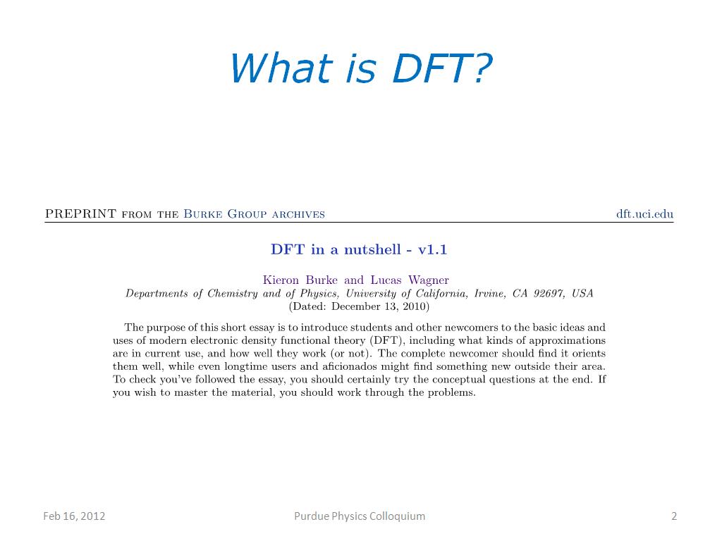 What is DFT?