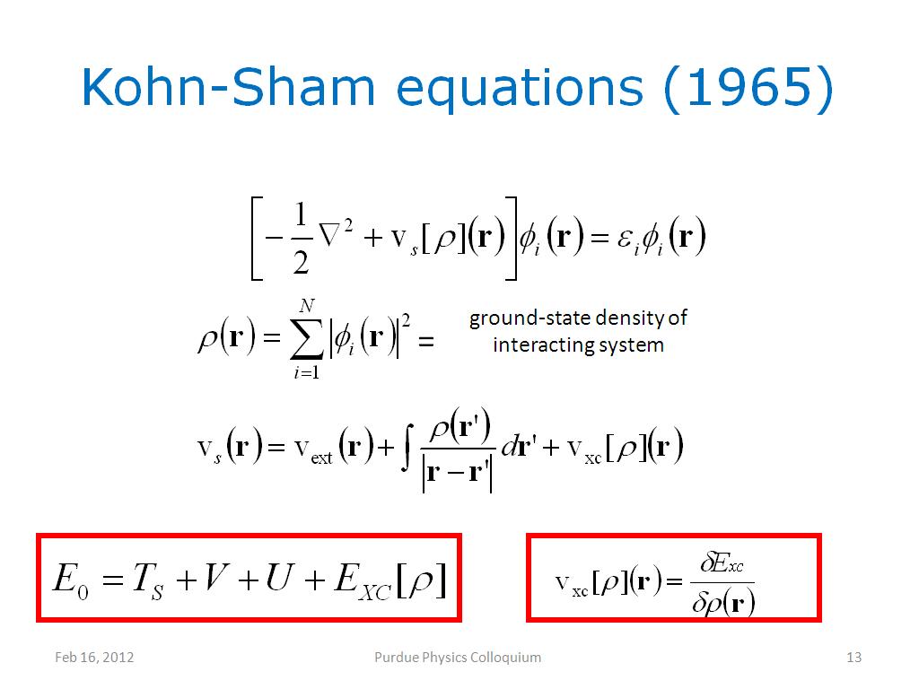 Kohn-Sham equations (1965)