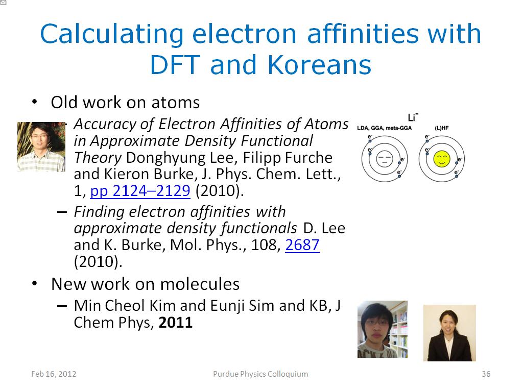 Calculating electron affinities with DFT and Koreans