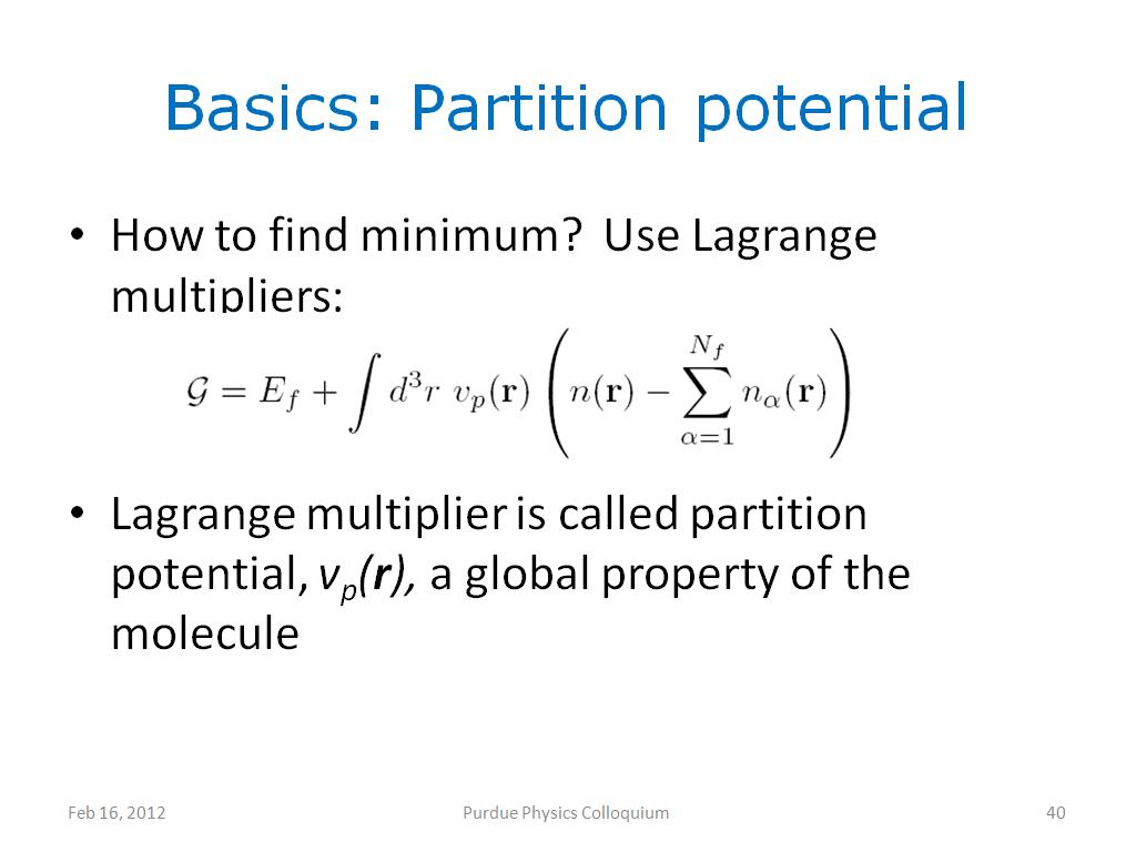Basics: Partition potential