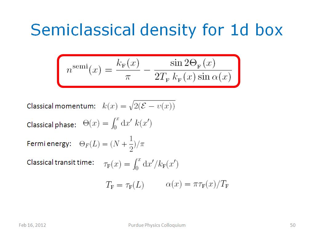 Semiclassical density for 1d box