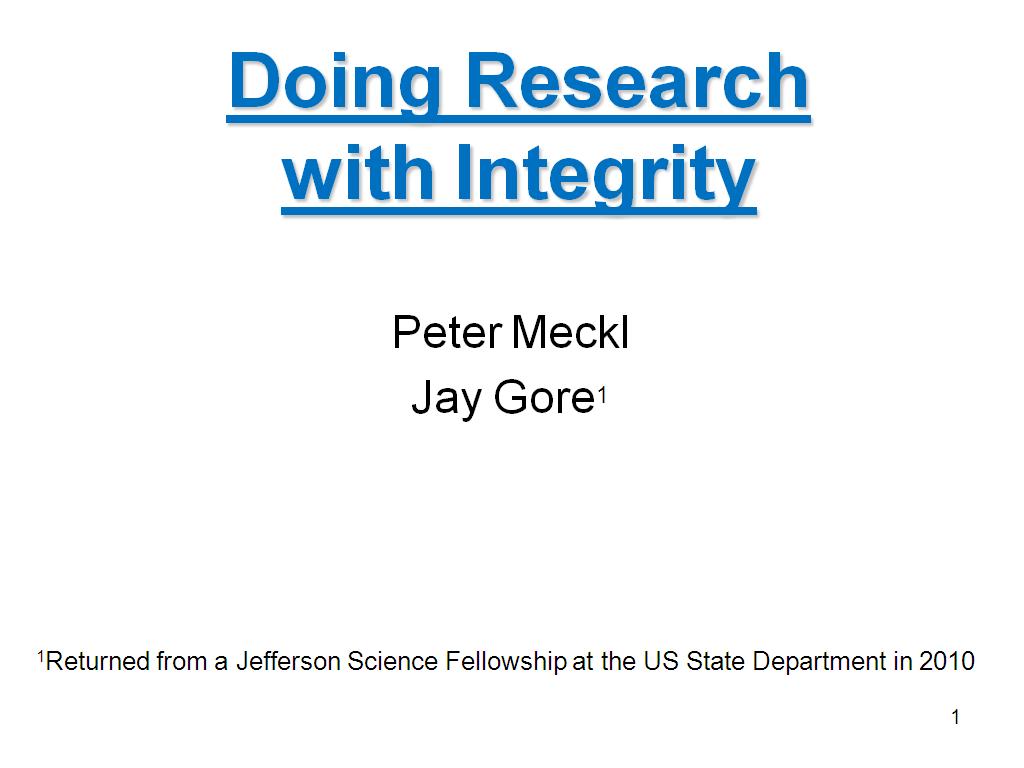 Doing Research with Integrity