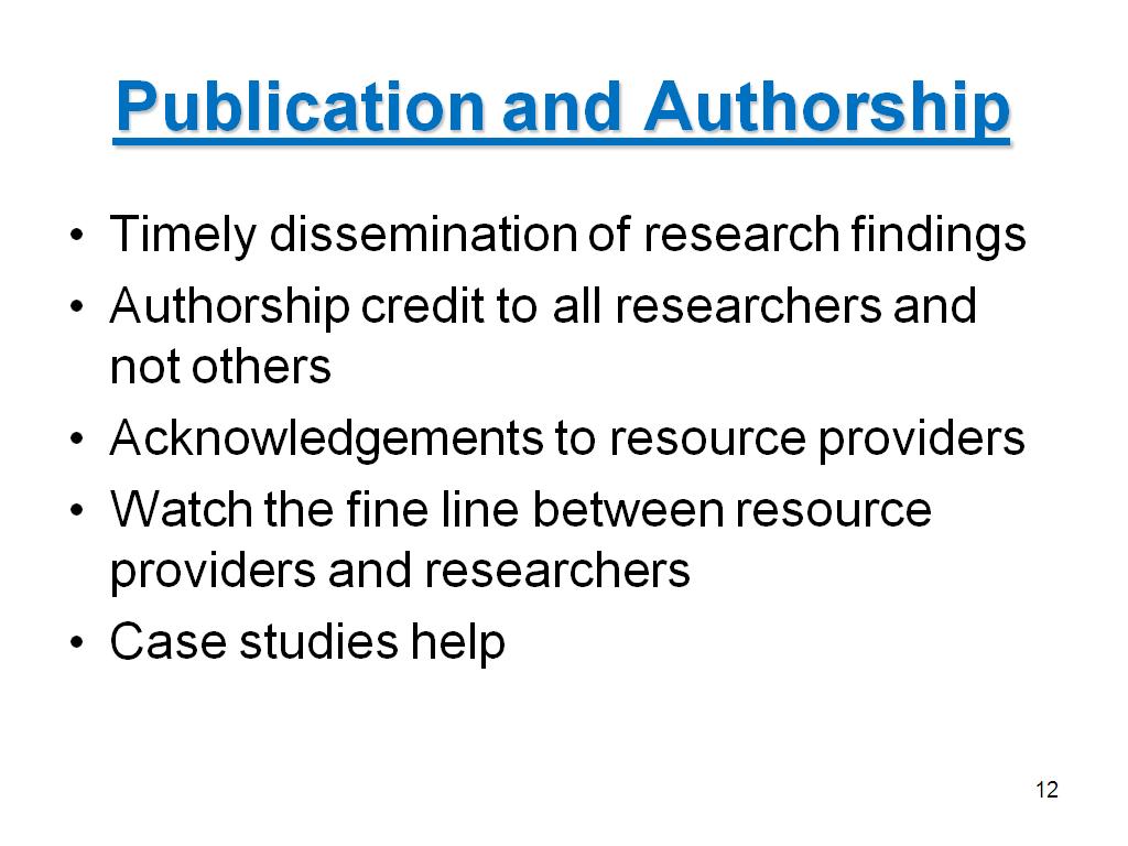 Publication and Authorship