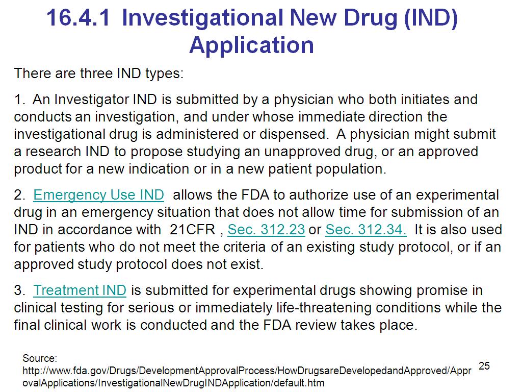 16.4.1 Investigational New Drug (IND) Application