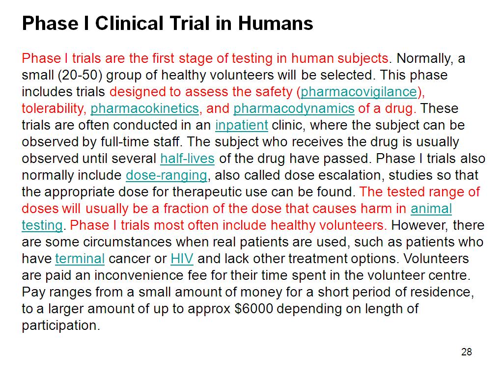 Phase I Clinical Trial in Humans