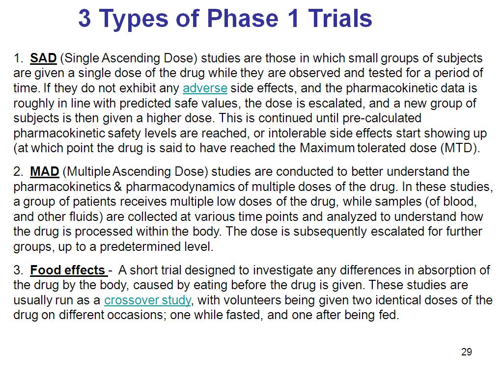 3 Types of Phase 1 Trials