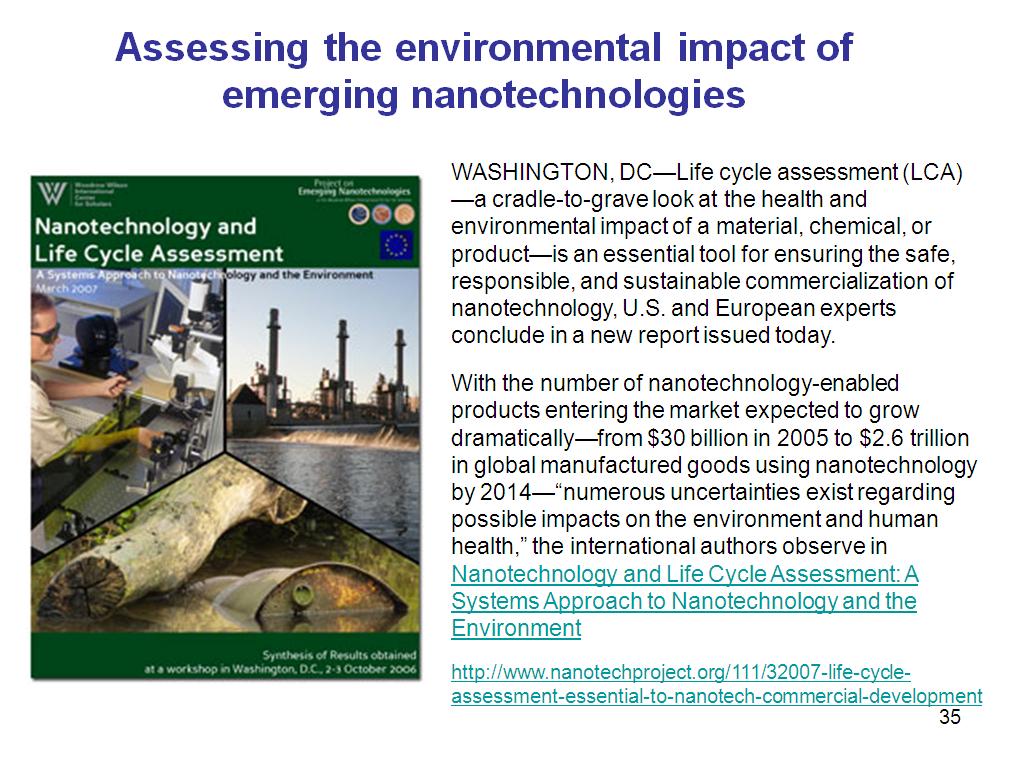 Assessing the environmental impact of emerging nanotechnologies
