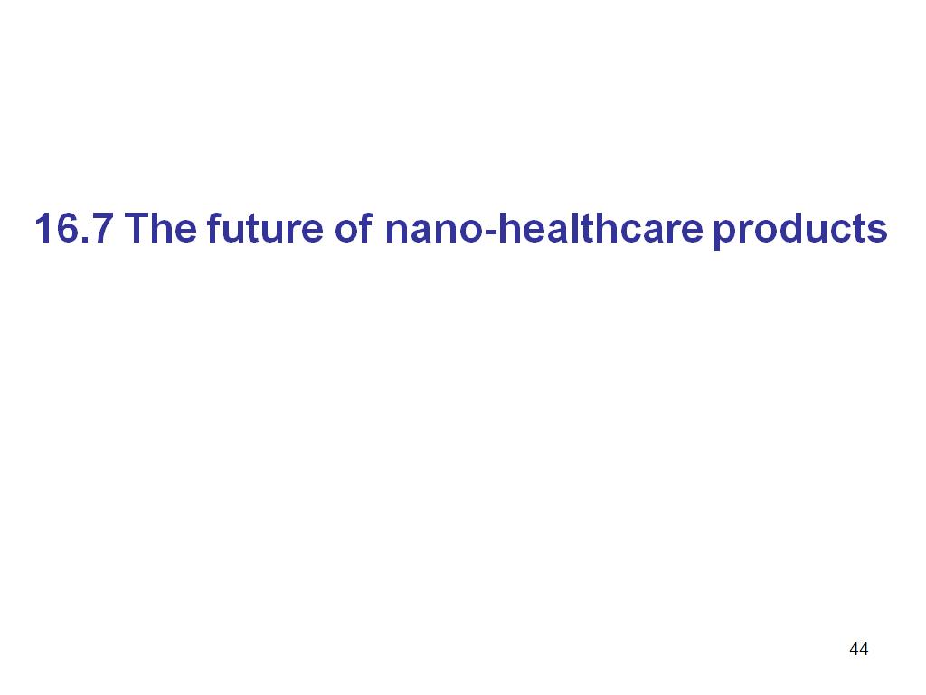16.7 The future of nano-healthcare products