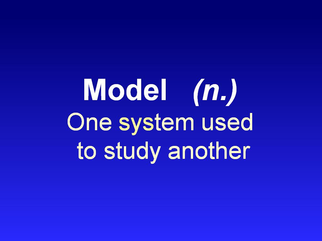 Model (n.) One system used to study another