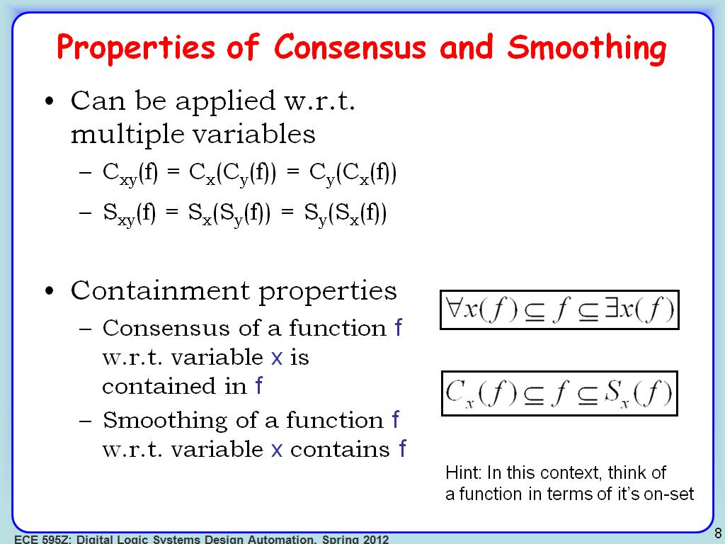 Properties of Consensus and Smoothing