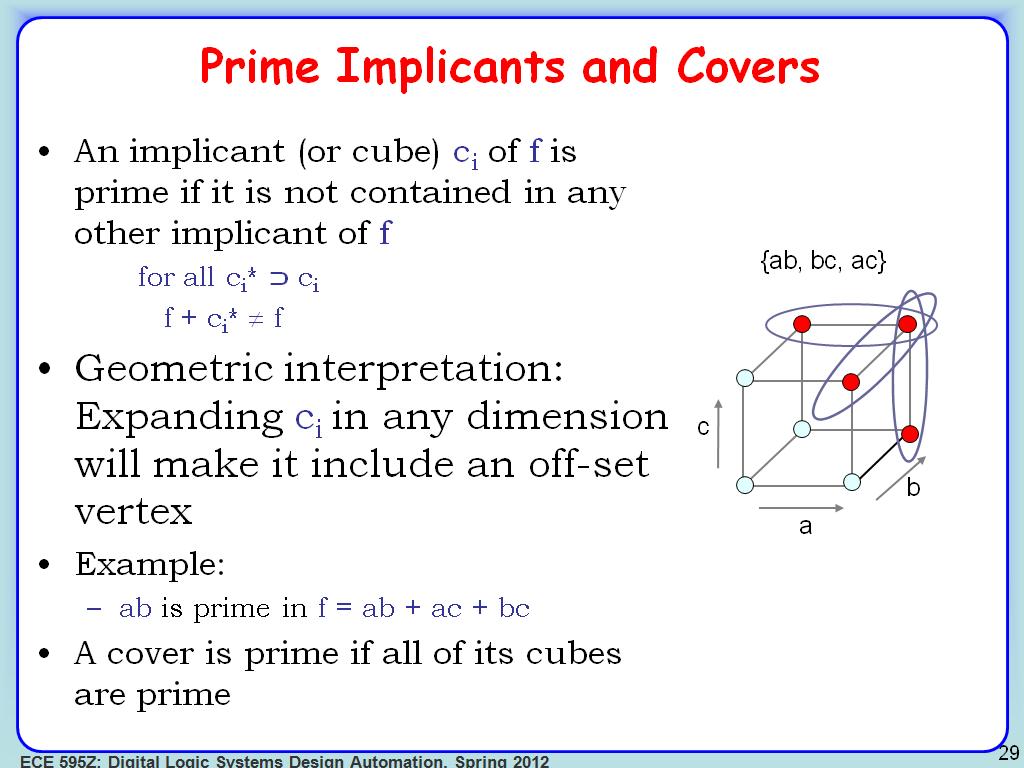 Prime Implicants and Covers