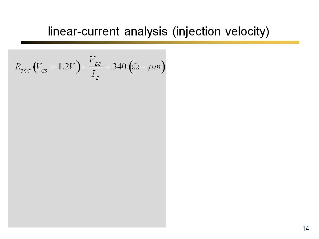 linear-current analysis (injection velocity)