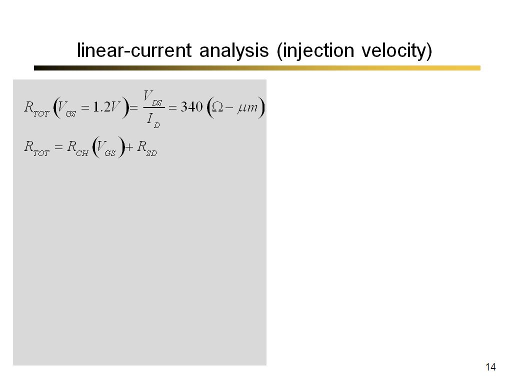 linear-current analysis (injection velocity)