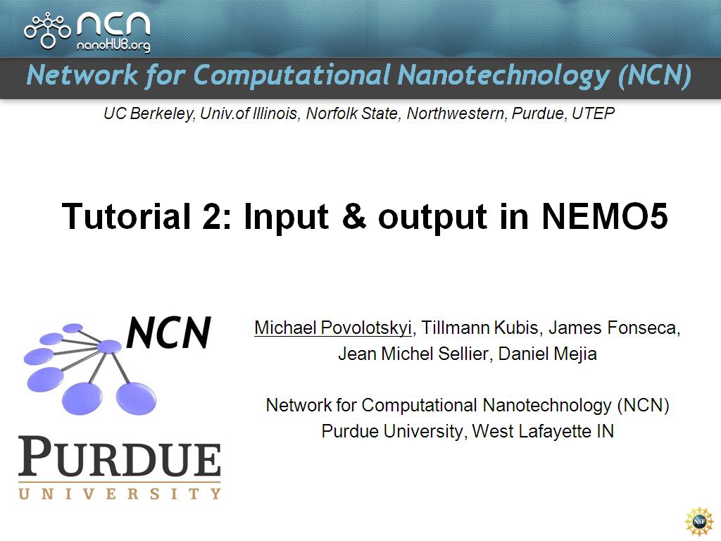 Tutorial 2: Input & output in NEMO5