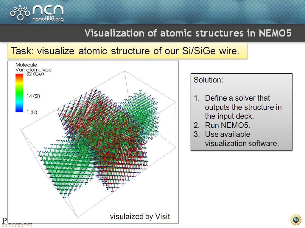 Visualization of atomic structures in NEMO5