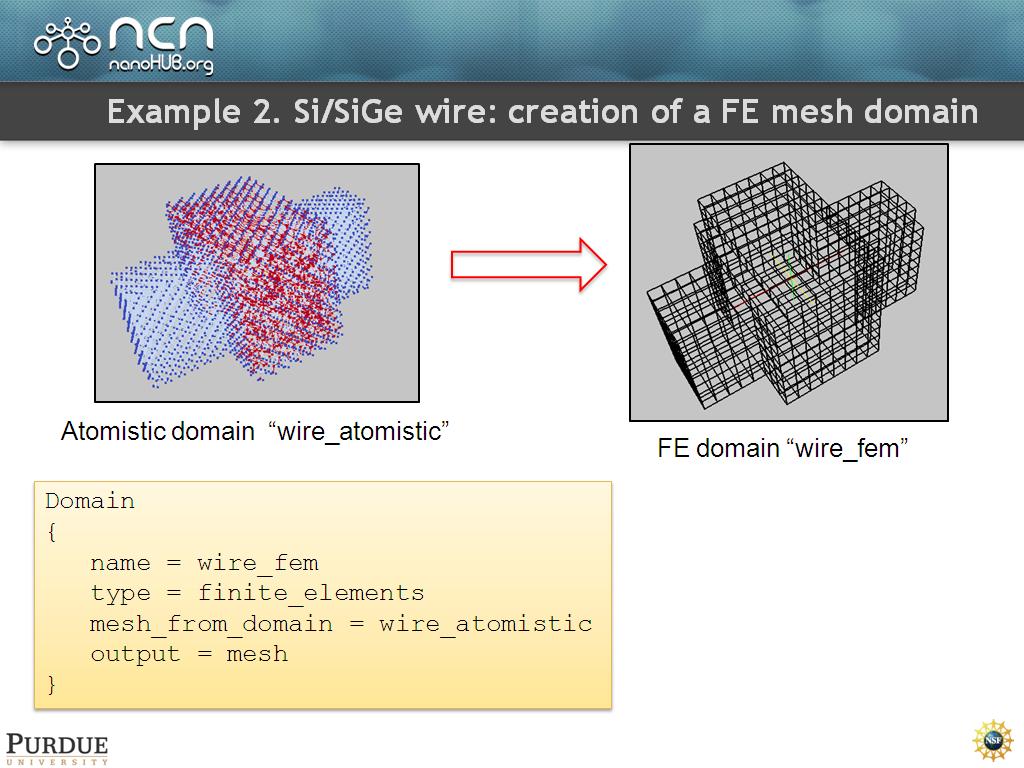 Example 2. Si/SiGe wire: creation of a FE mesh domain