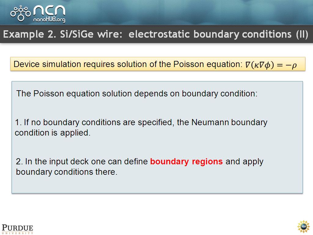 Example 2. Si/SiGe wire: electrostatic boundary conditions (II)