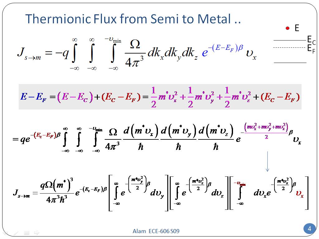 Thermionic Flux from Semi to Metal ..
