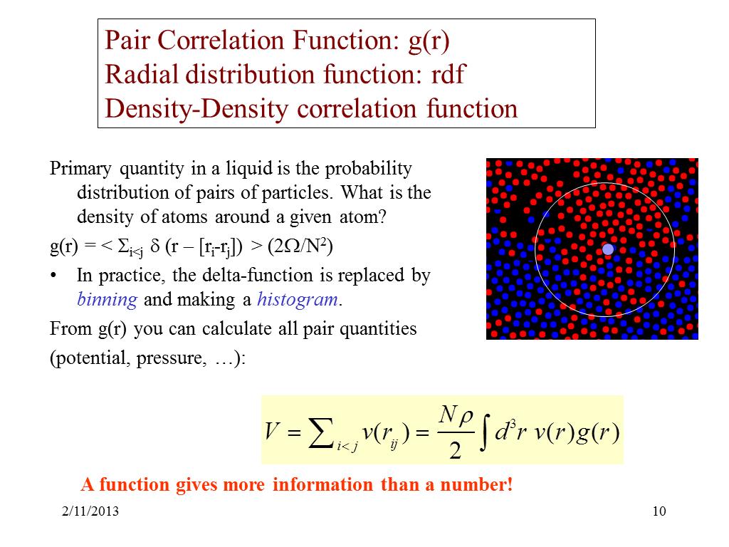 Pair Correlation Function: g(r)