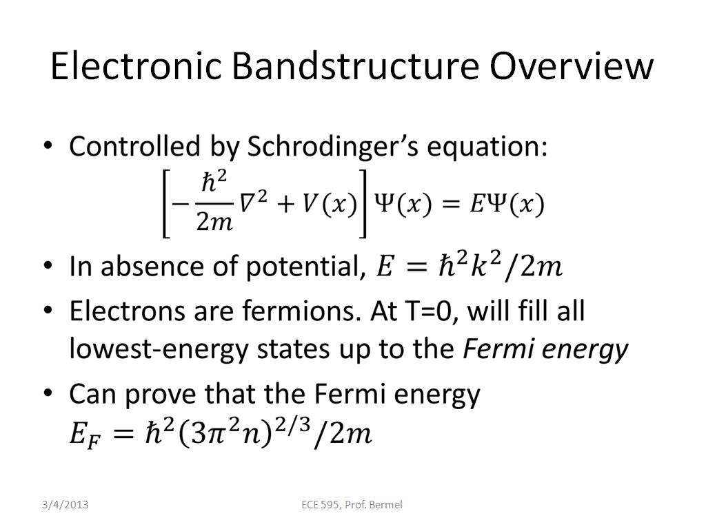 Electronic Bandstructure Overview