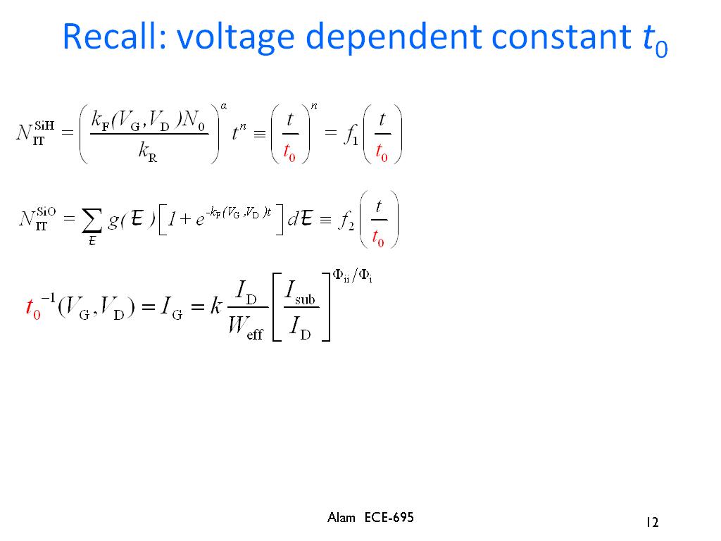 Recall: voltage dependent constant t0