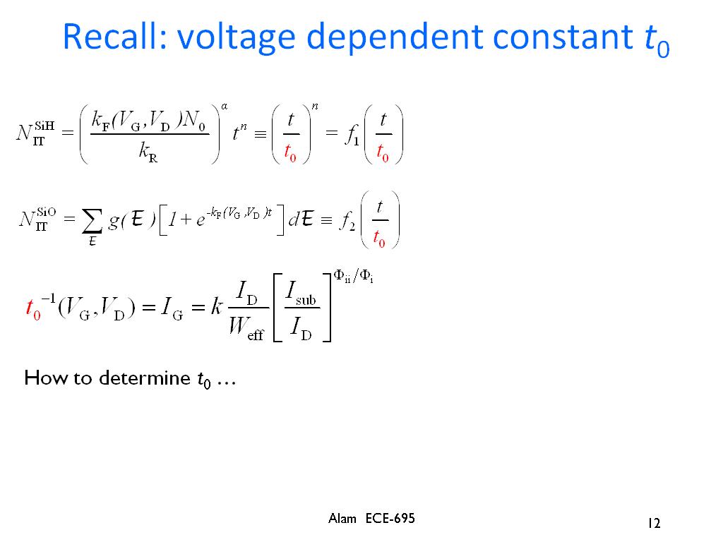 Recall: voltage dependent constant t0