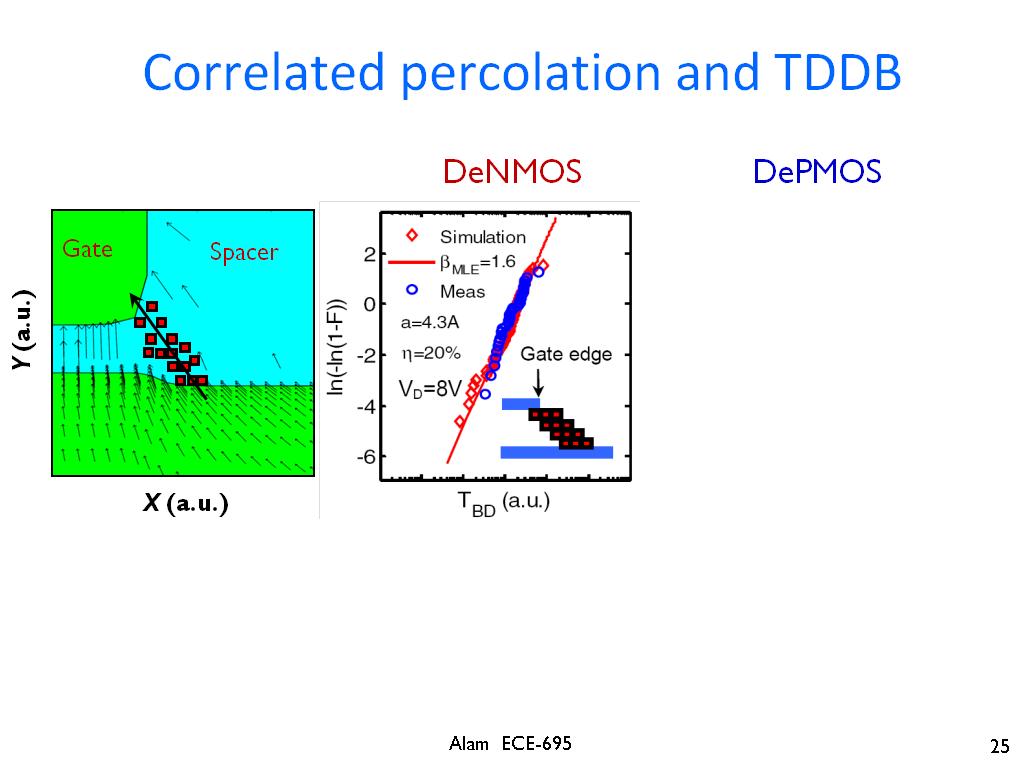 Correlated percolation and TDDB