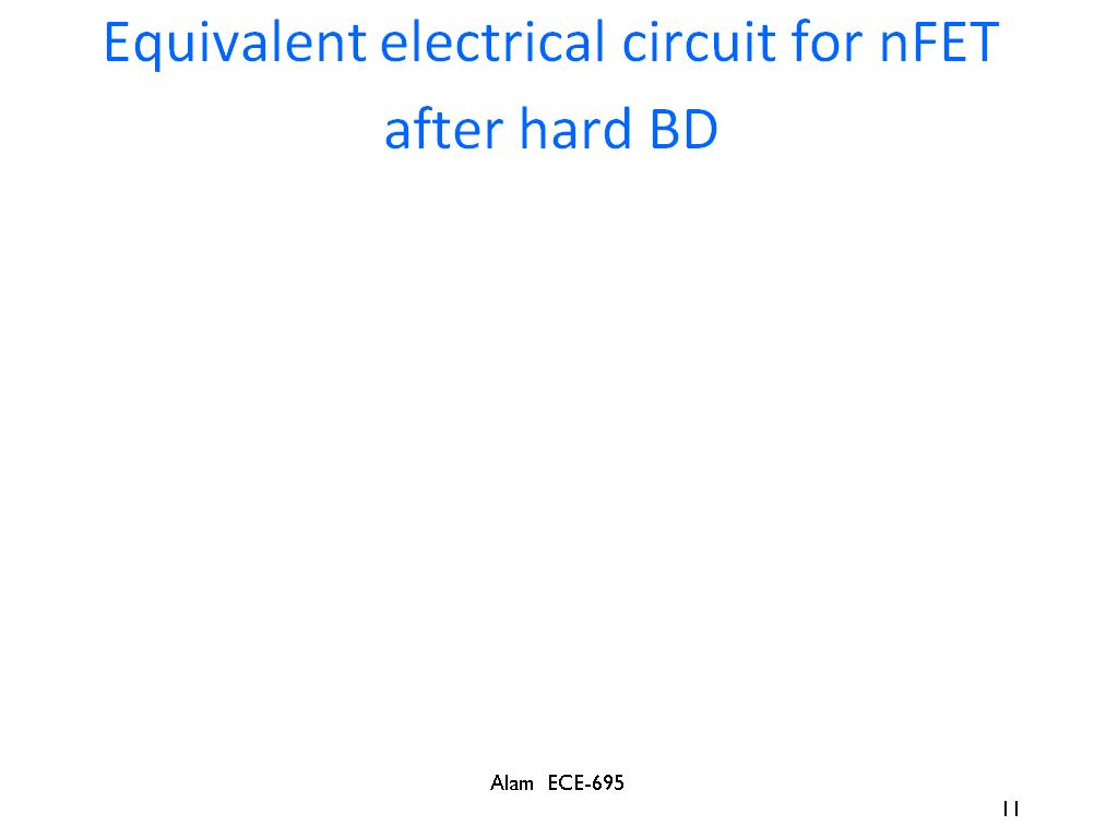 Equivalent electrical circuit for nFET after hard BD
