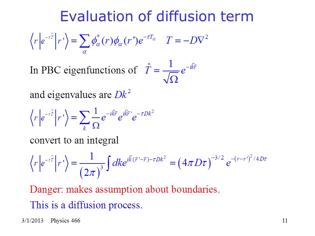 Evaluation of diffusion term