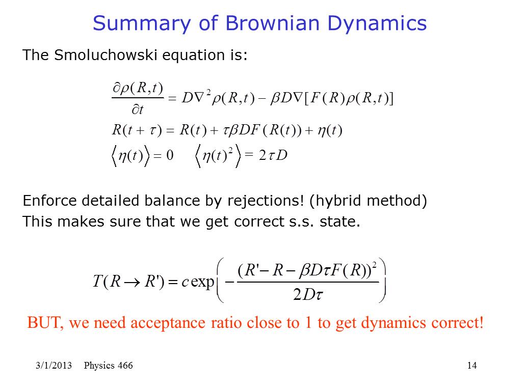 Summary of Brownian Dynamics