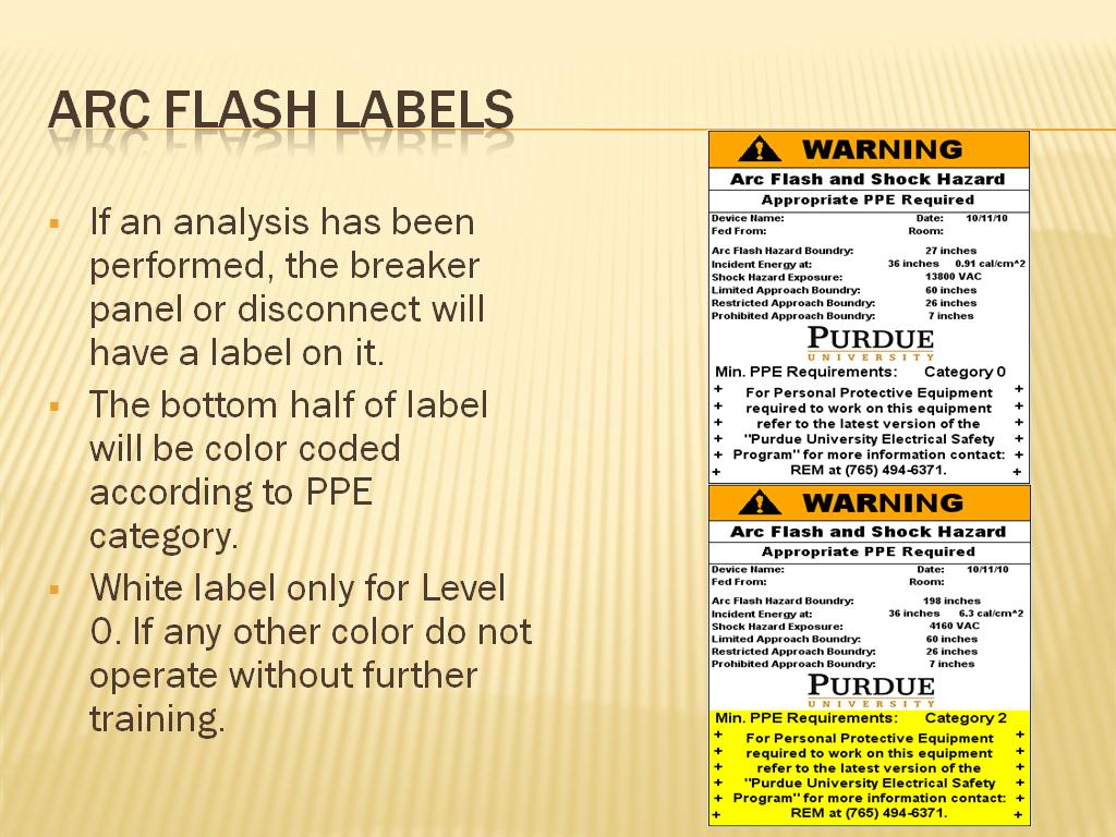 Arc Flash labels