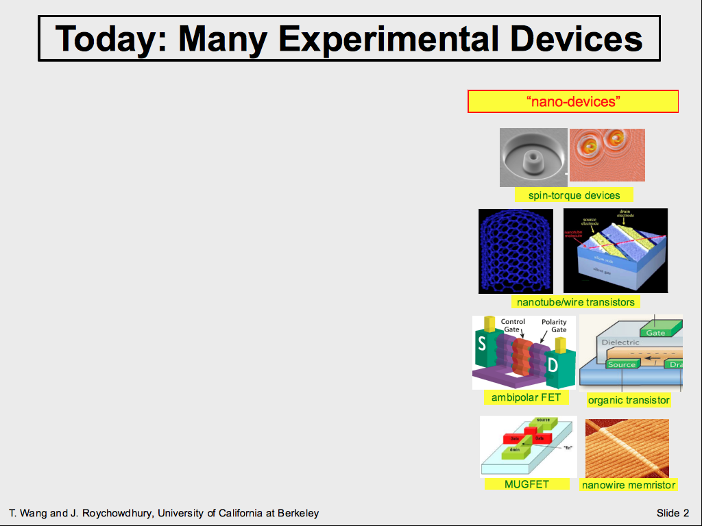 Today: Many Experimental Devices
