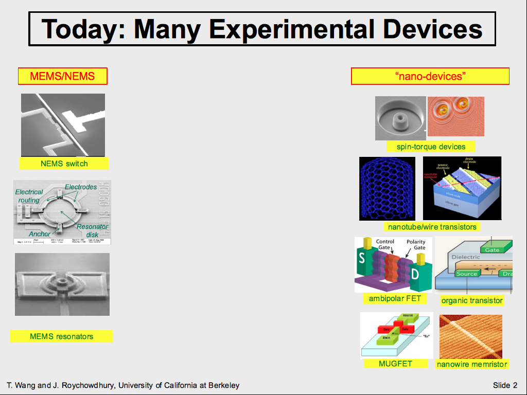 Today: Many Experimental Devices