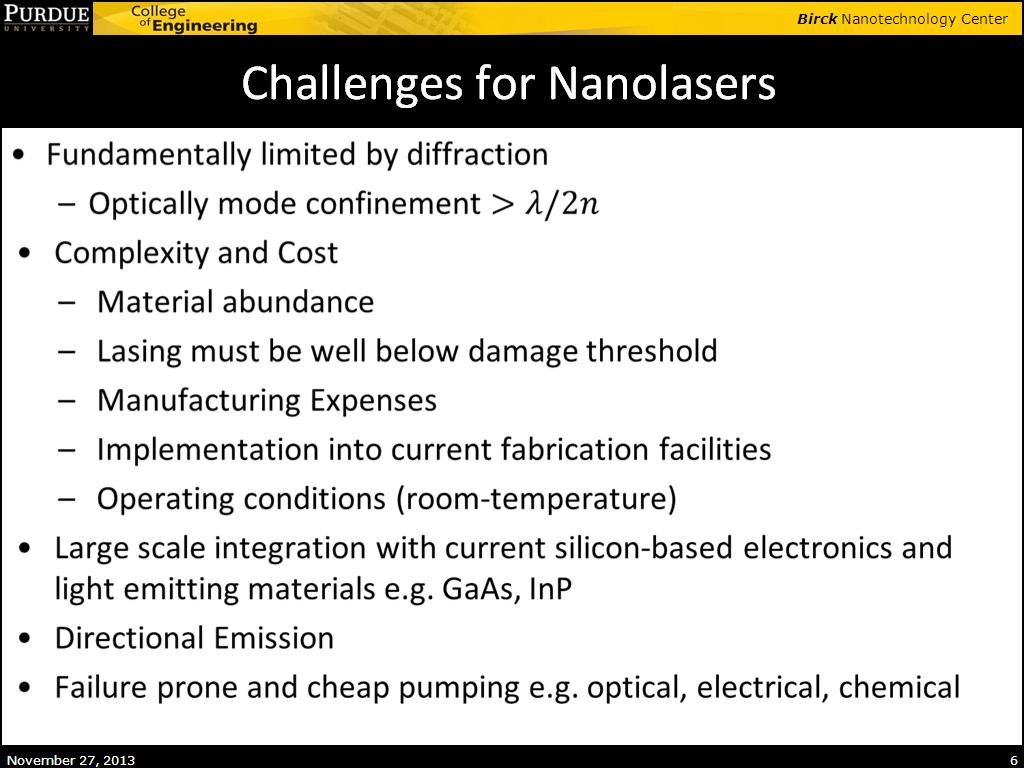 Challenges for Nanolasers