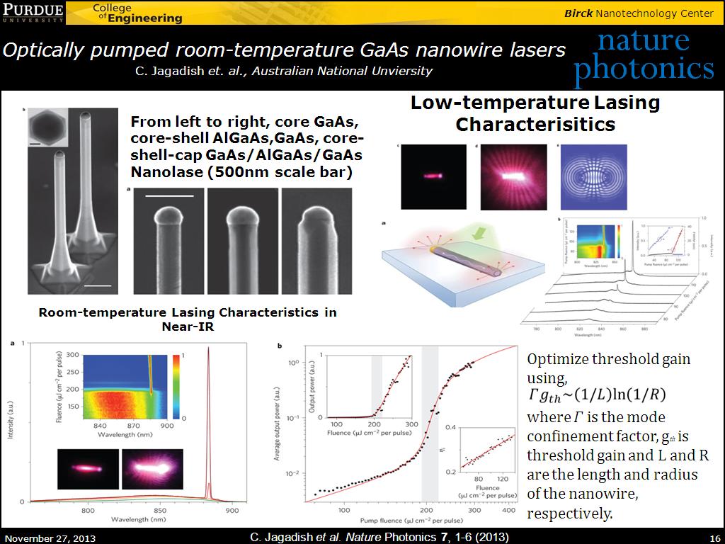 Optically pumped room-temperature GaAs nanowire lasers
