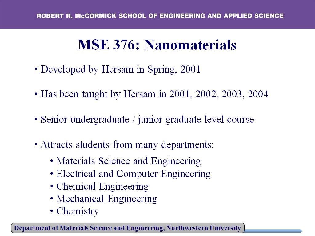 MSE 376: Nanomaterials