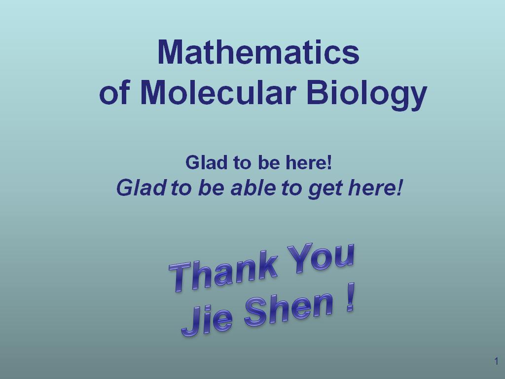 Mathematics of Molecular Biology