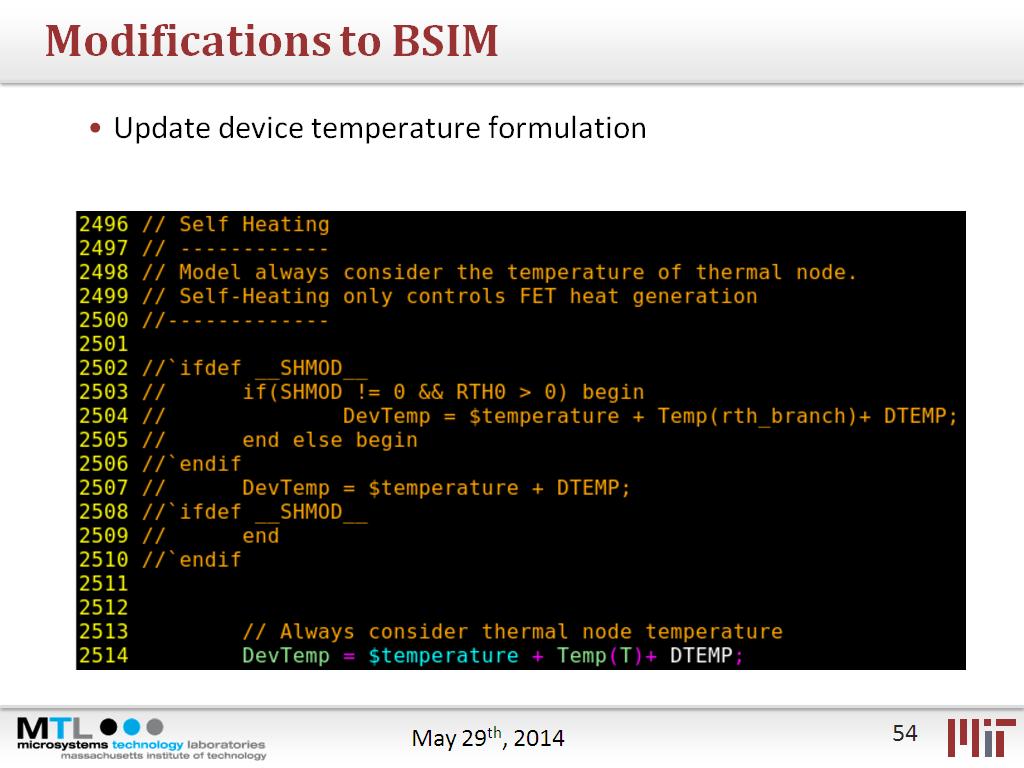 Modifications to BSIM
