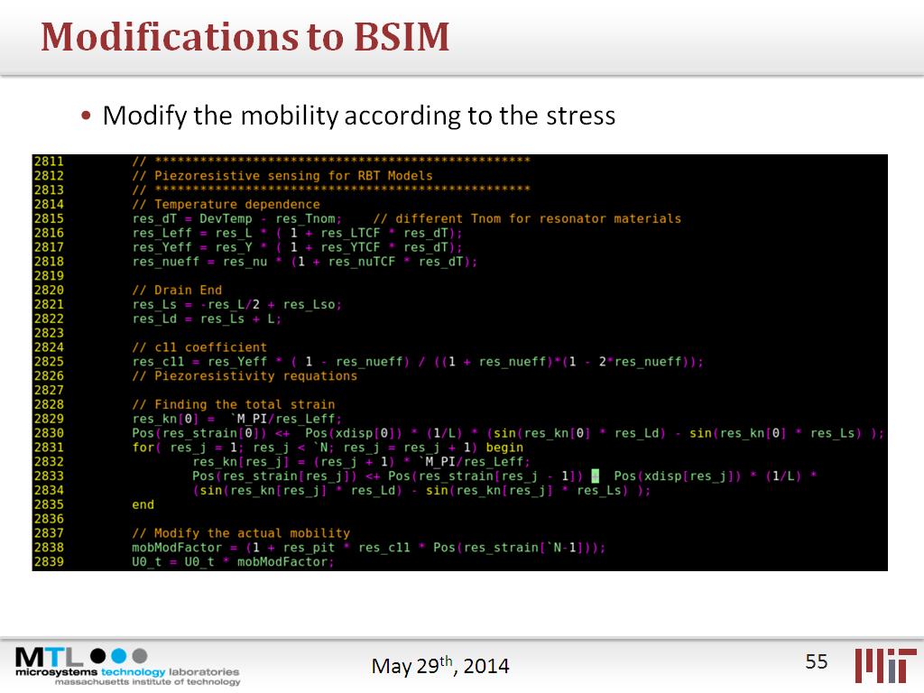 Modifications to BSIM