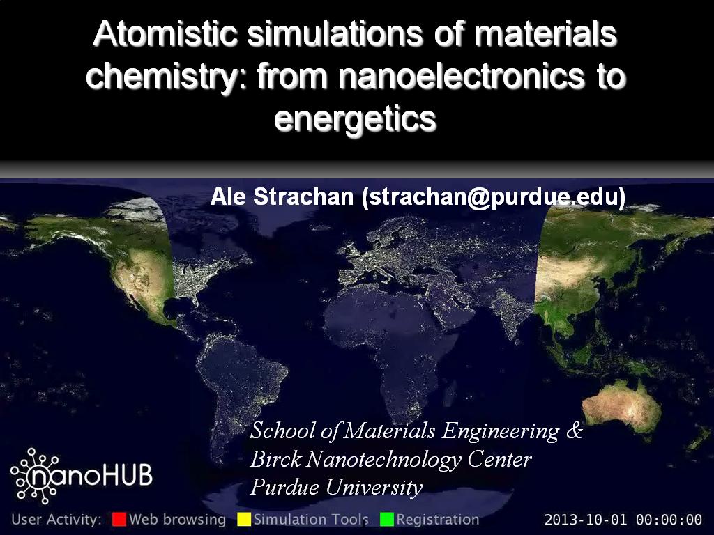 Atomistic simulations of materials chemistry: from nanoelectronics to energetics