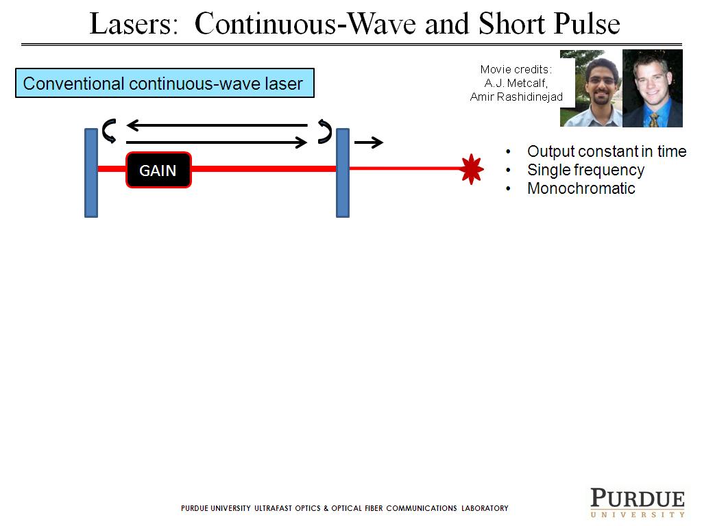 Lasers: Continuous-Wave and Short Pulse