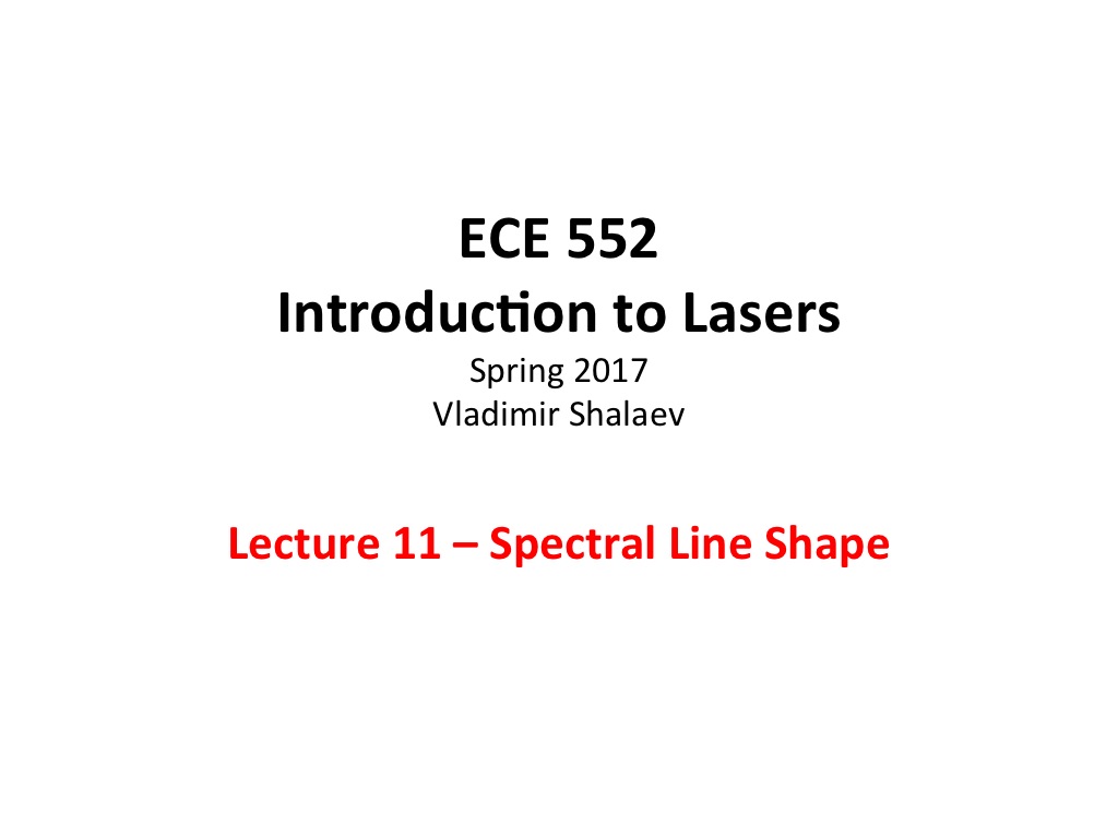 Lecture 11: Spectral Line Shape