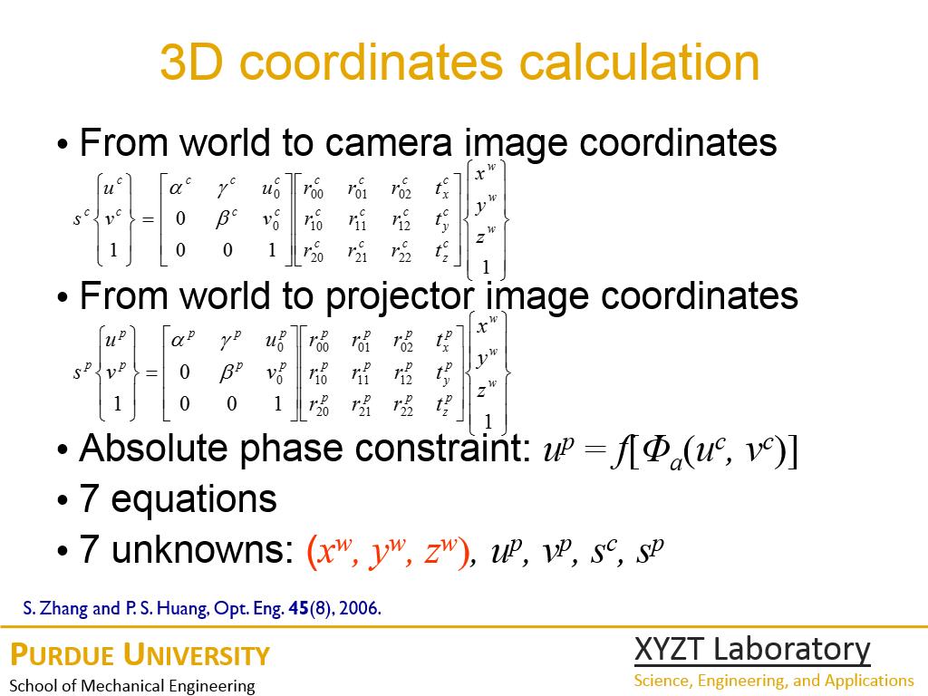 3D coordinates calculation