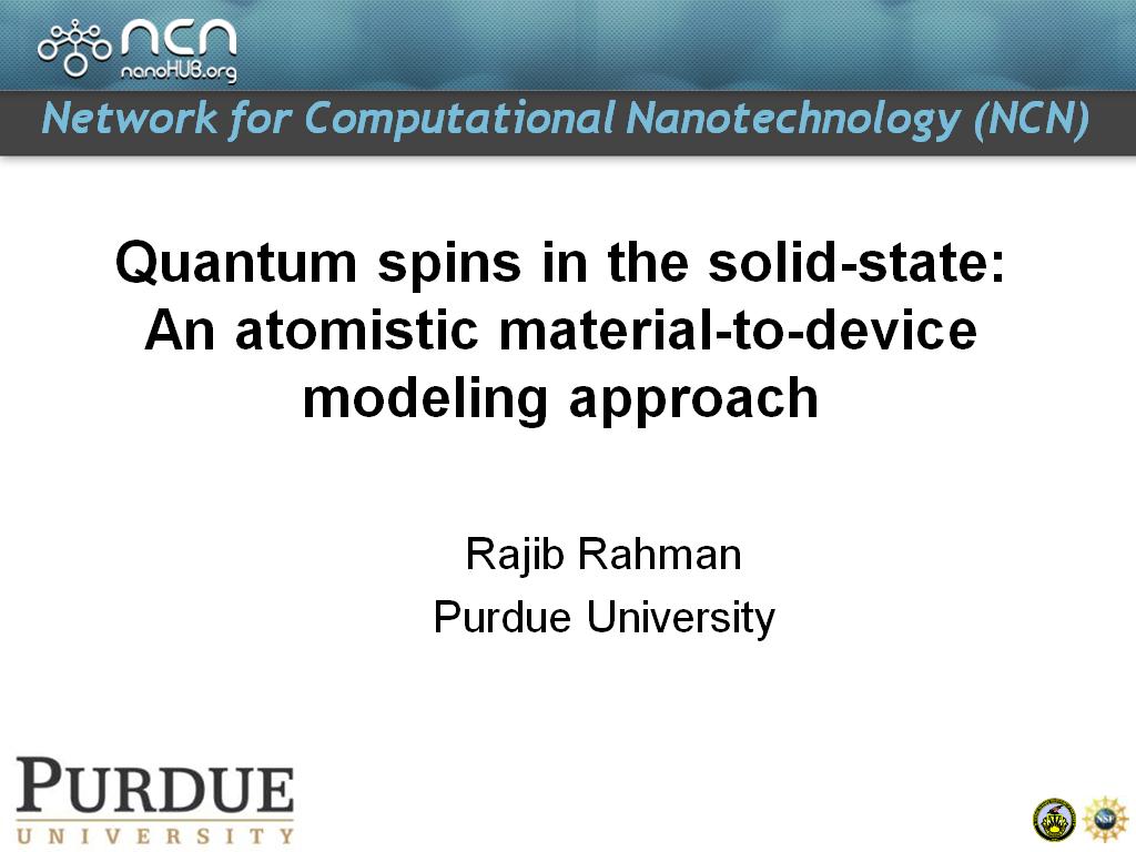 Quantum spins in the solid-state: An atomistic material-to-device modeling approach
