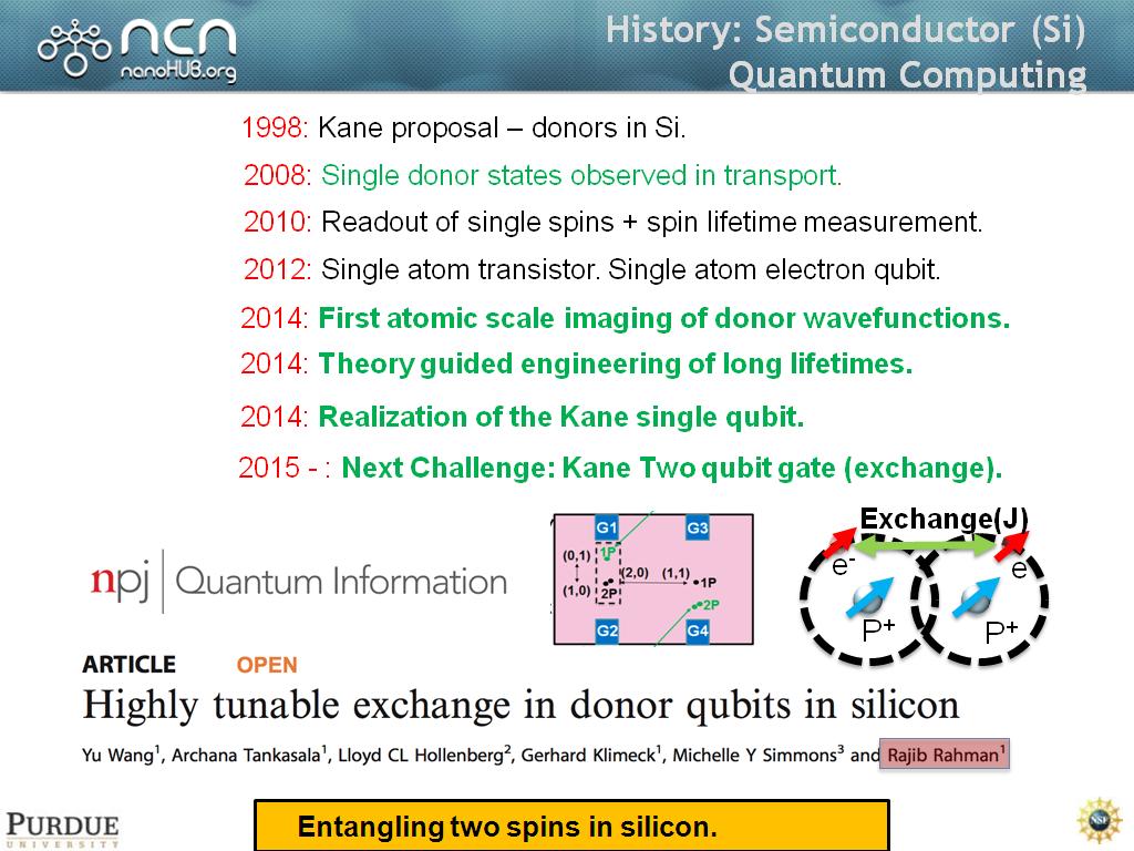 History: Semiconductor (Si) Quantum Computing