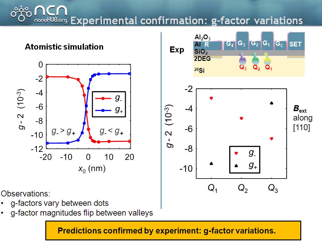 Experimental confirmation: g-factor variations